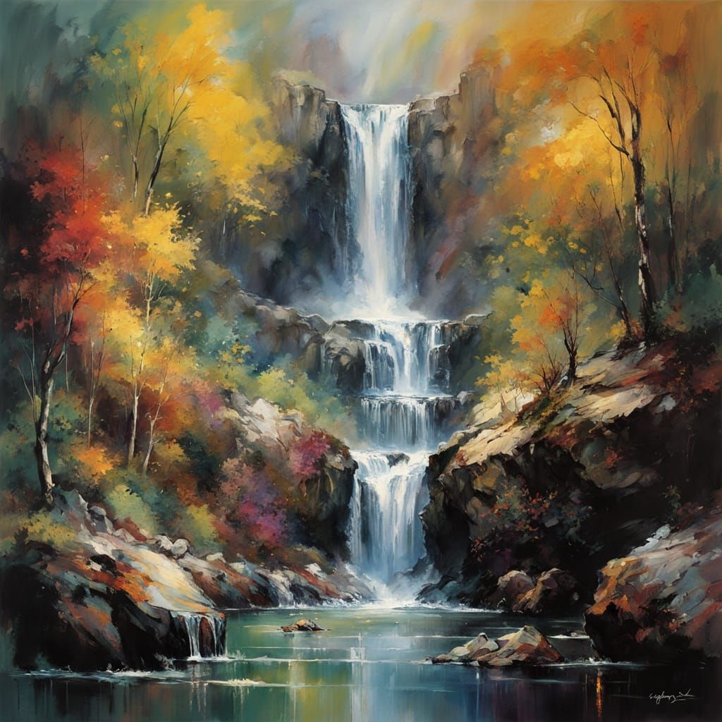 In the midst of the whirlwind mists of an enchanted Glen Woodland, a resplendent waterfall