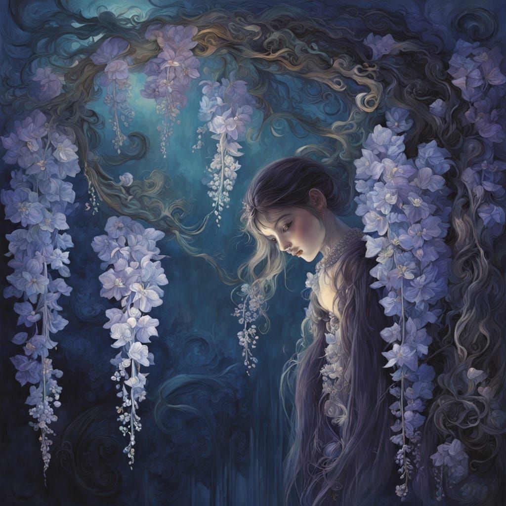 Mystical Wisteria Vine Glows in Enchanted Garden