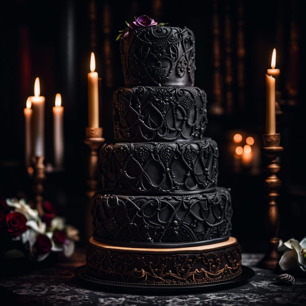 Gothic Wedding Cake: Hyperrealistic 64 Megapixel Image