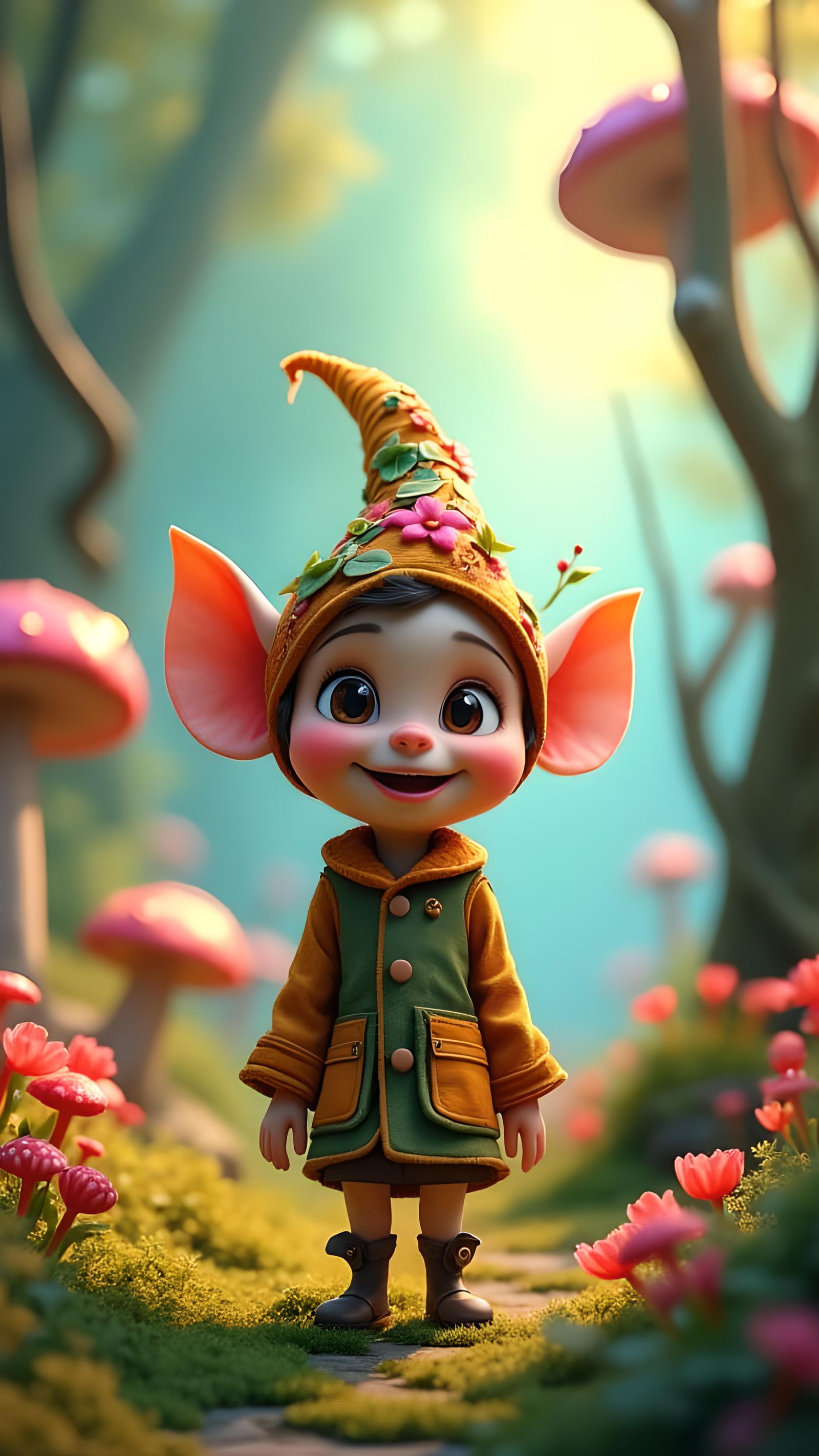 Cartoon Forest Imp in Enchanted Forest, 3D Digital Art