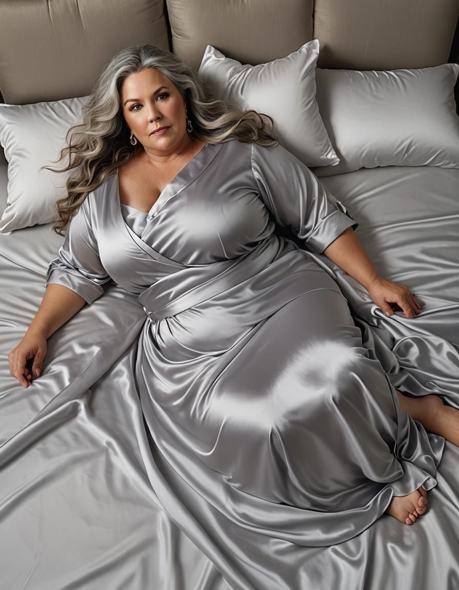 Photorealistic Portrait of Woman on Silk Sheets