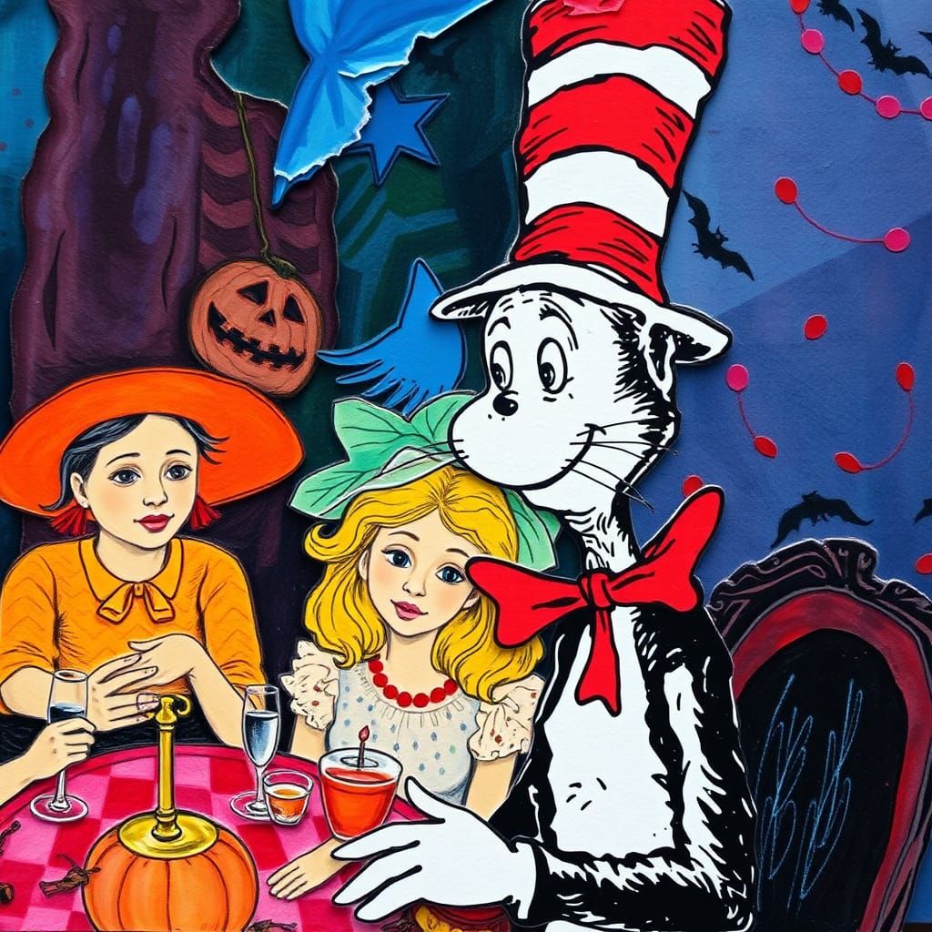 Cat in the Hat Halloween Party Collage