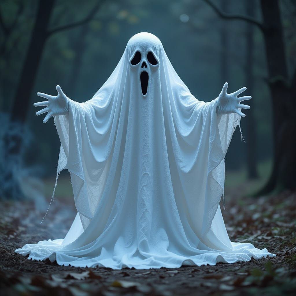 Ethereal Spider Web Ghost Haunting Dark Forest