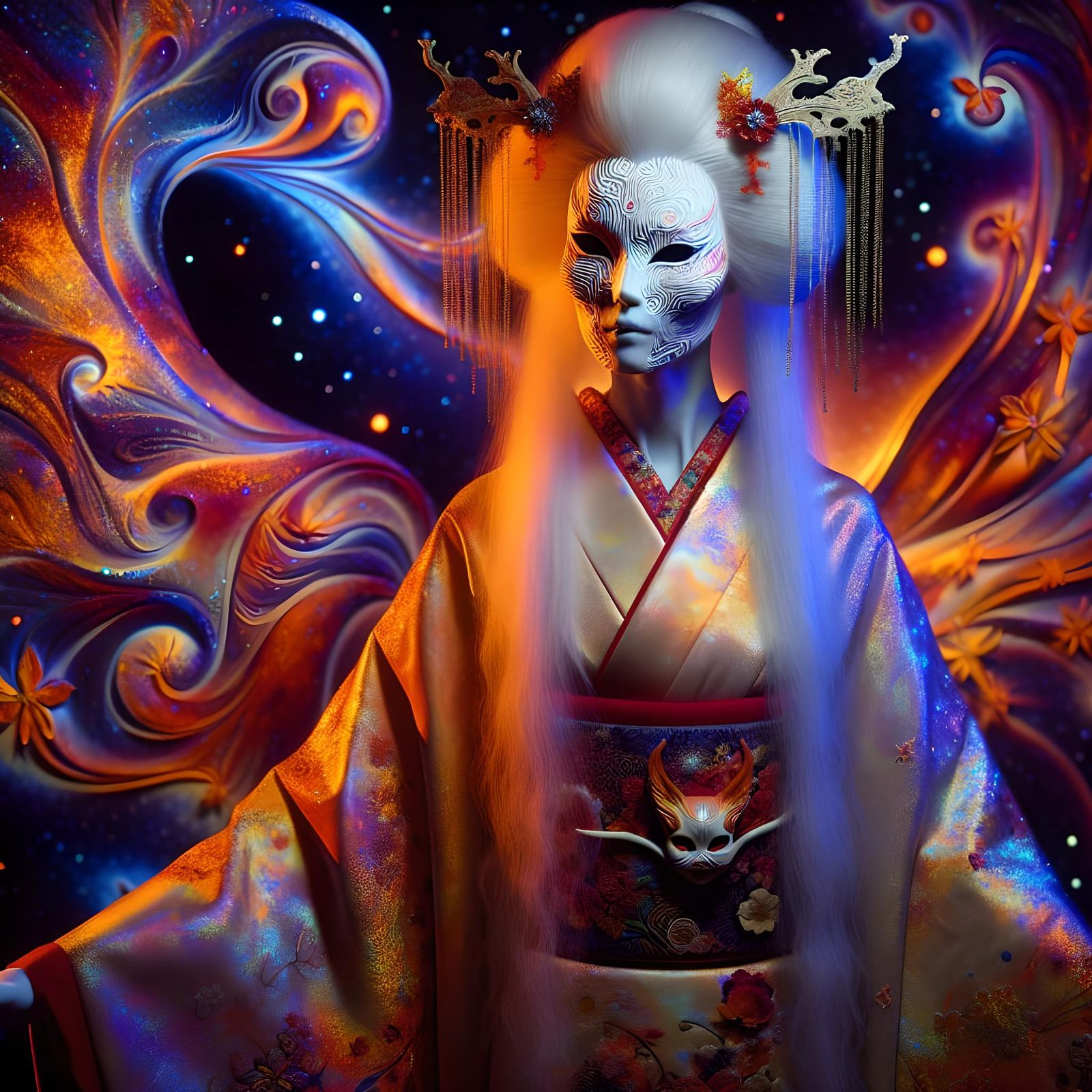 Ethereal Geisha in Japanese Halloween Fantasy