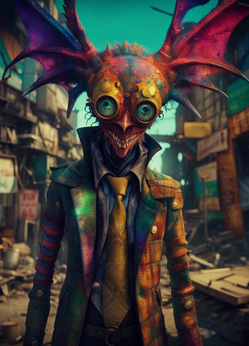 Jabberwocky in Cyberpunk Post-Apocalyptic Anime Style