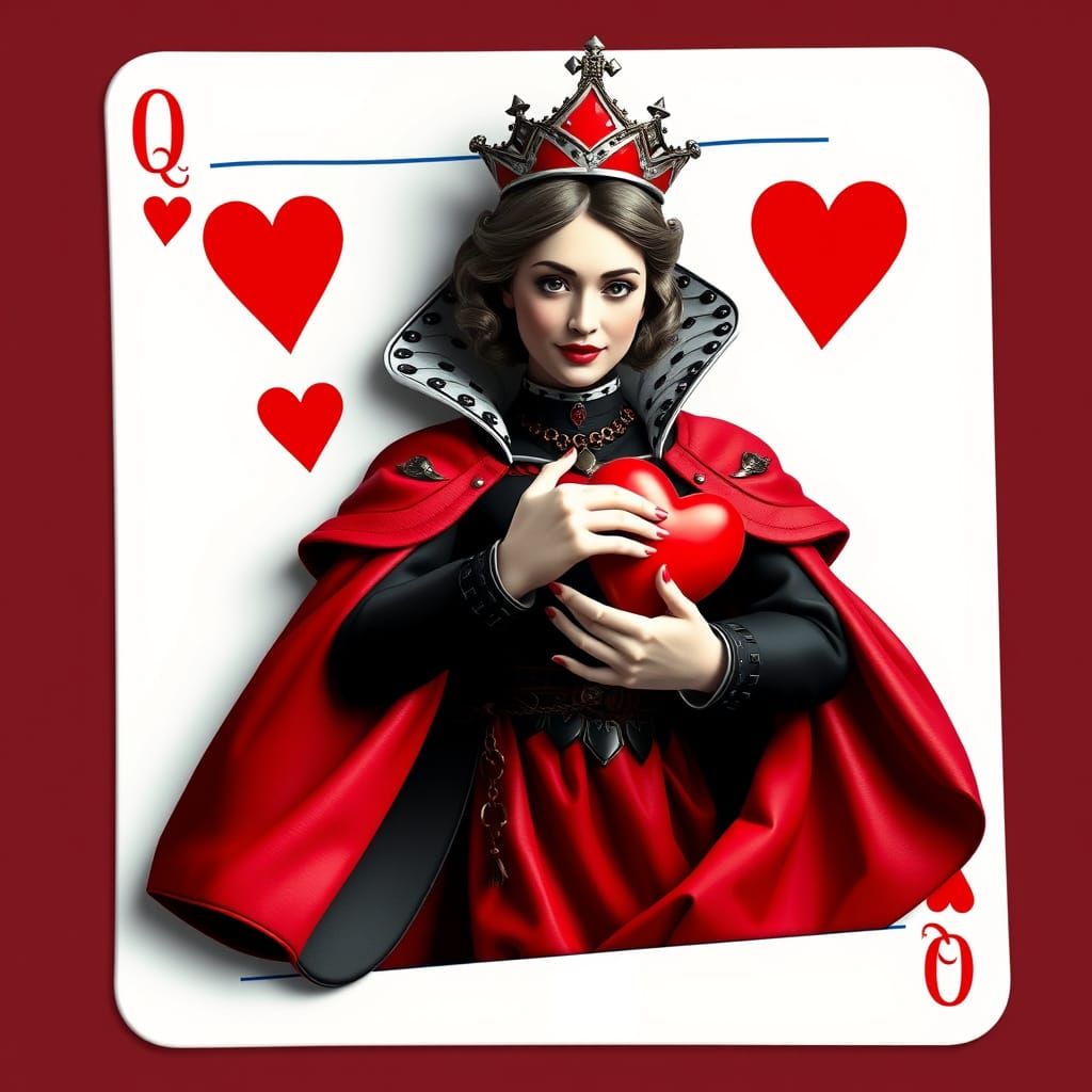 Queen of Hearts Sorcerer Emerges from Victorian Playing Card