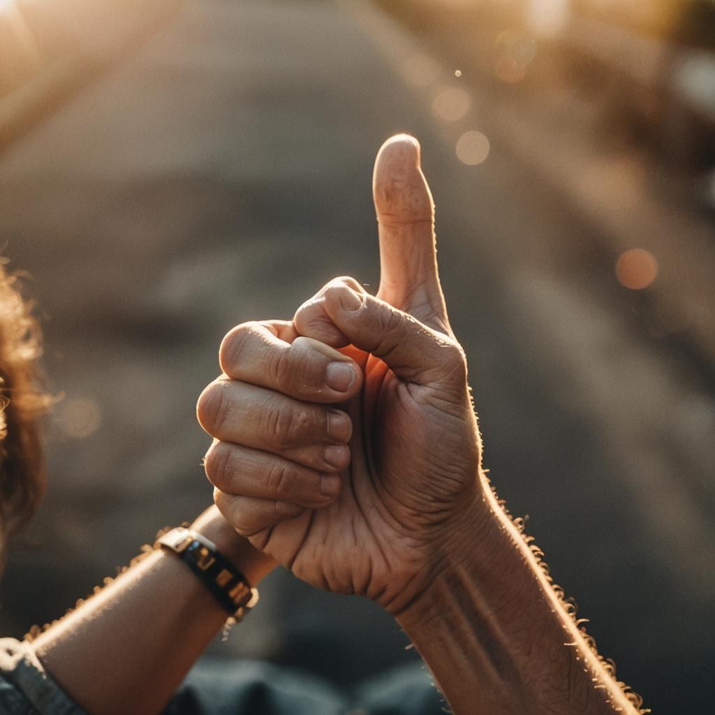 Cinematic Close-Up of Hand Giving Thumbs Up