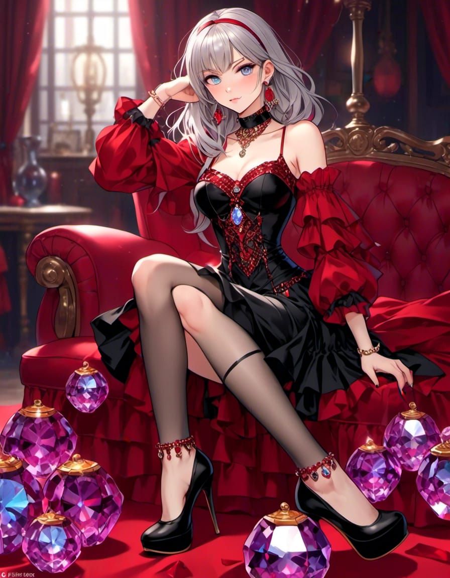 anime girl in high heeled shoes