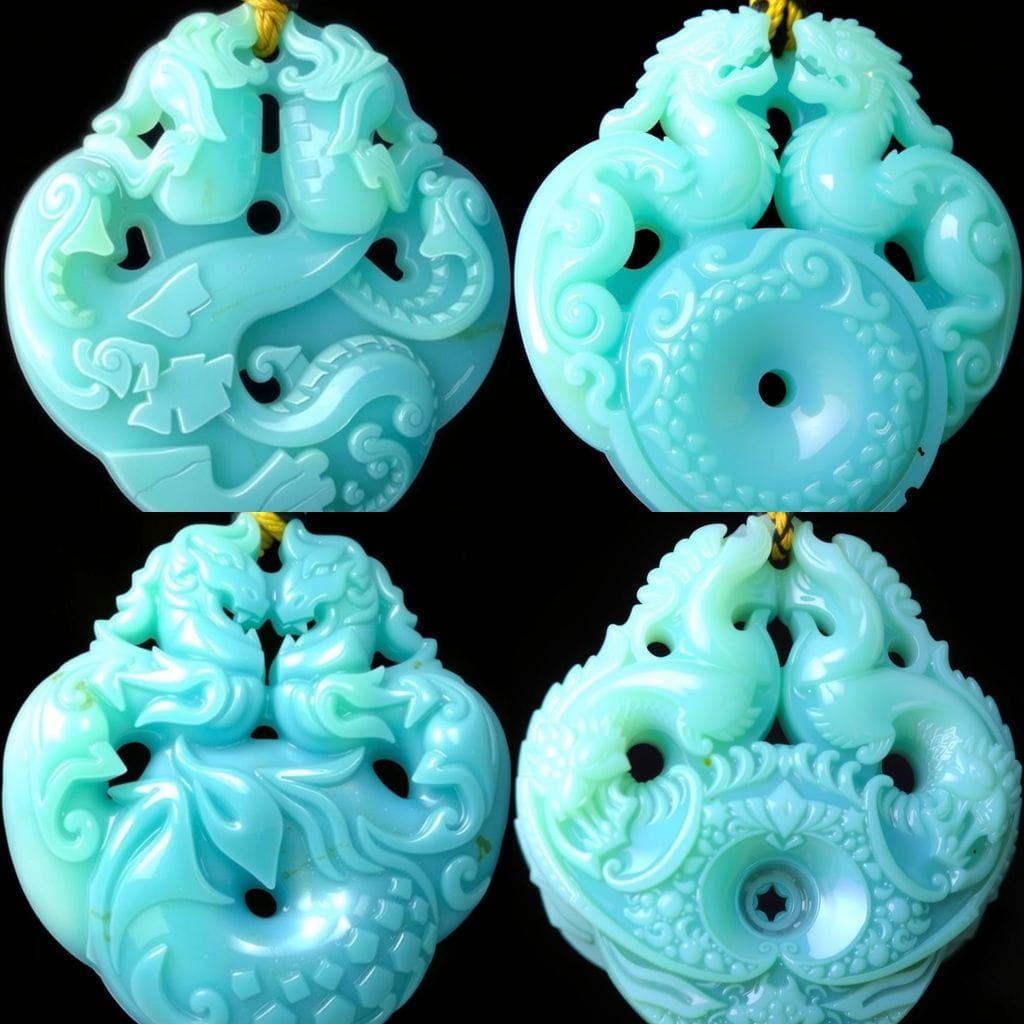 Ornate Jade Dragon Pendant in Fantasy Style