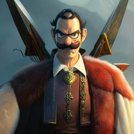 Waluigi as D&D Bard in Digital Art Portrait