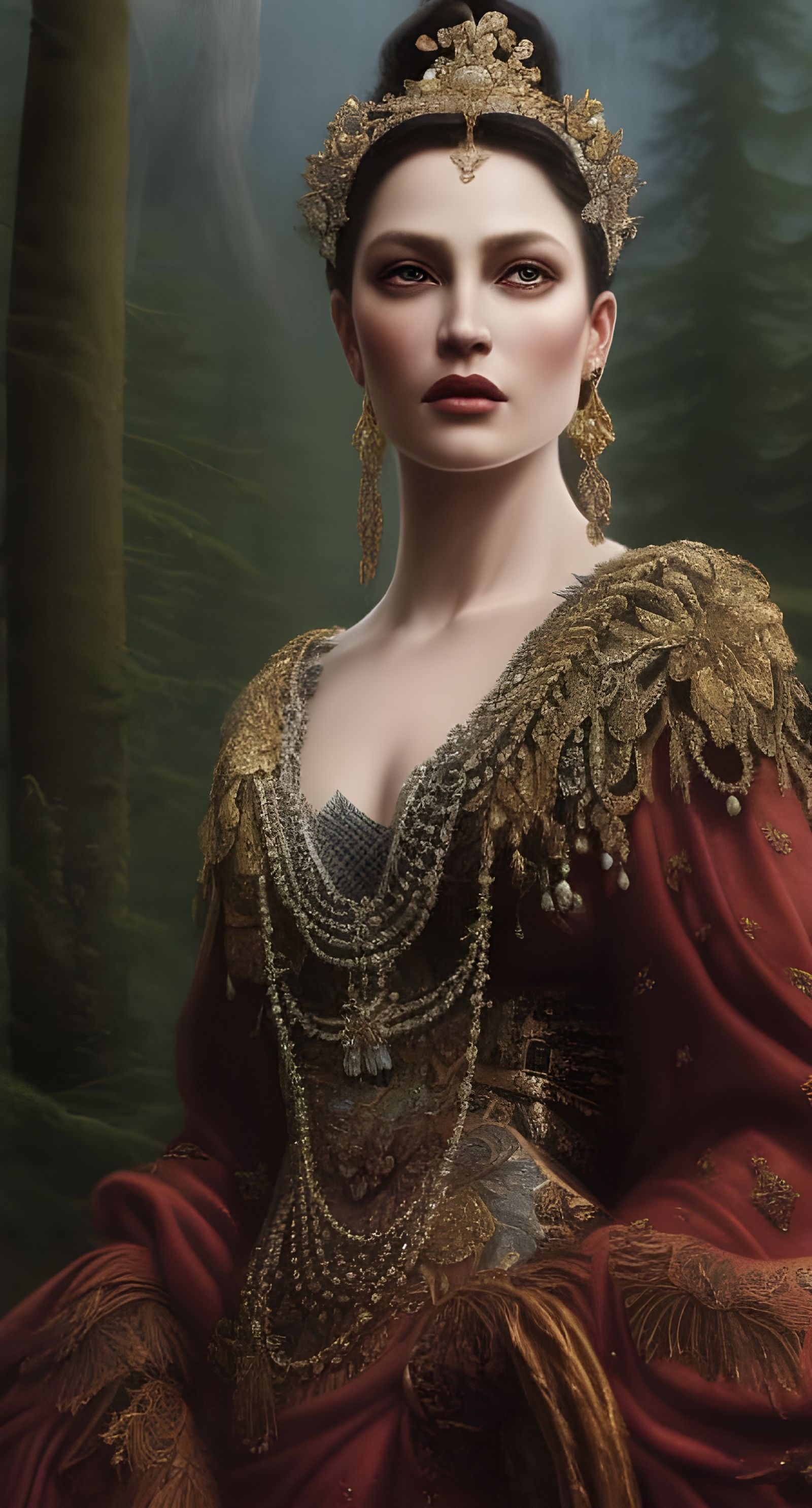 Mountain Goddess Portrait in Hyperrealistic Style