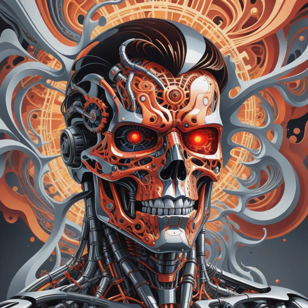 Abstract Fractal Terminator in Zentangle Style