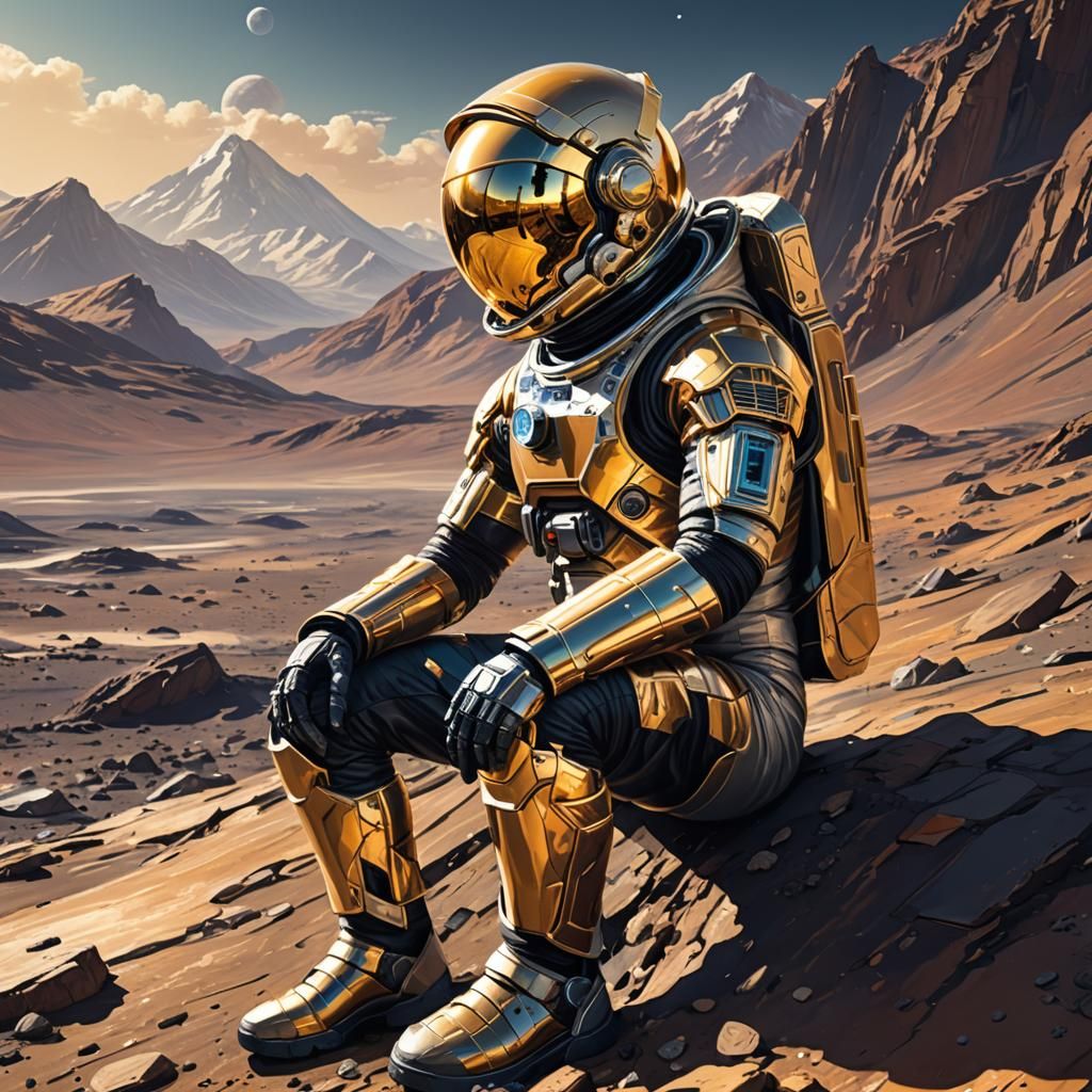 Astronaut on the Moon: Sci-Fi Concept Art