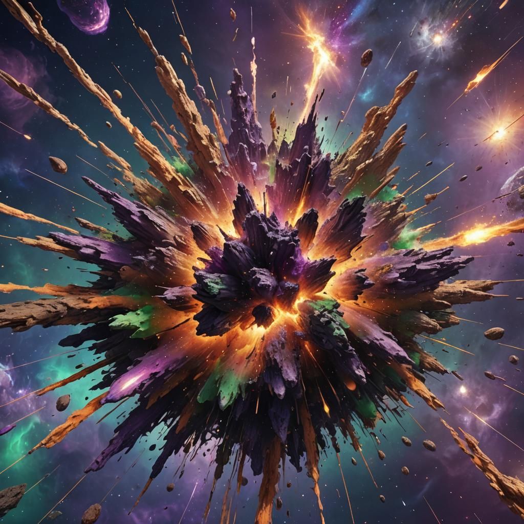 Vibrant Cosmic Explosion in Digital Matte Painting Style