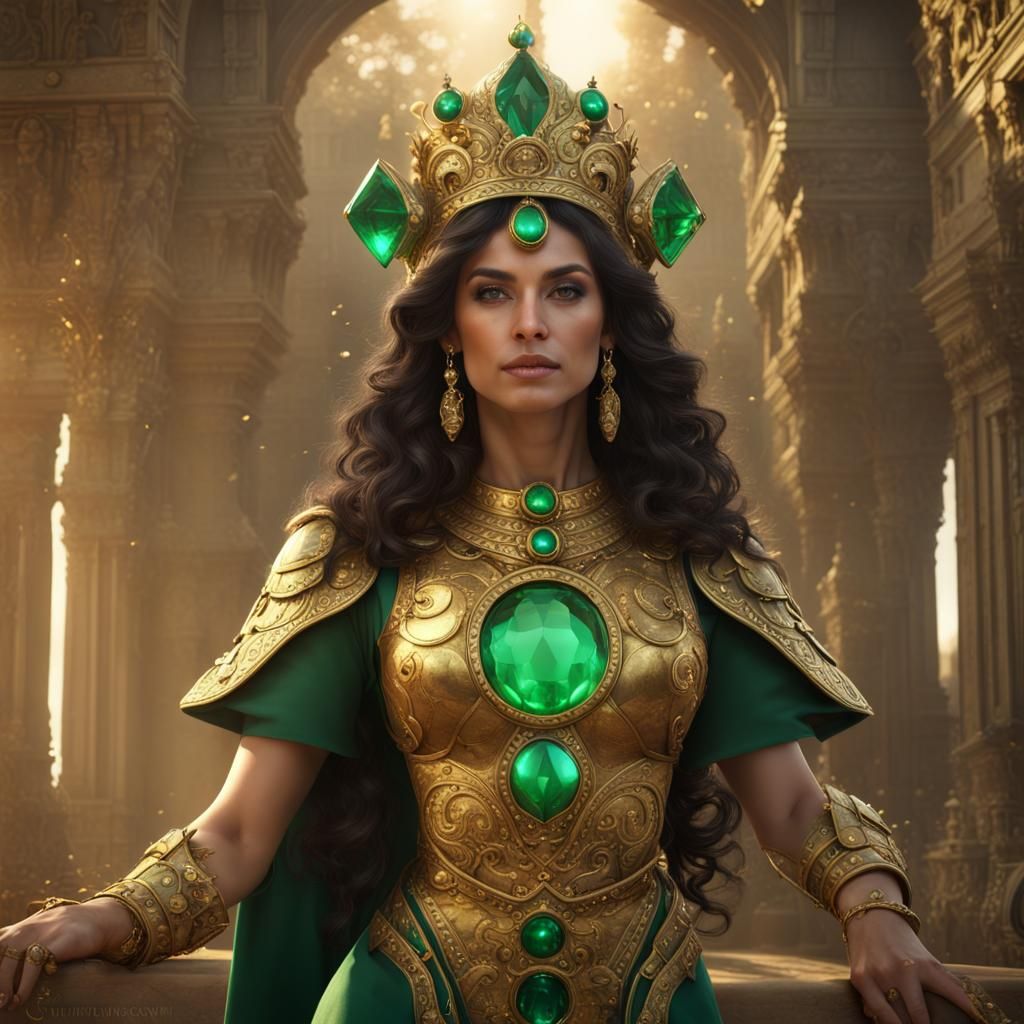 Spanish Queen with Emerald Crown in Fantasy Art
