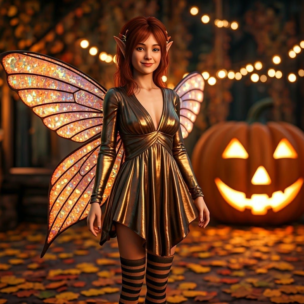 Autumn Fairy in Whimsical, Hyper-Realistic Style