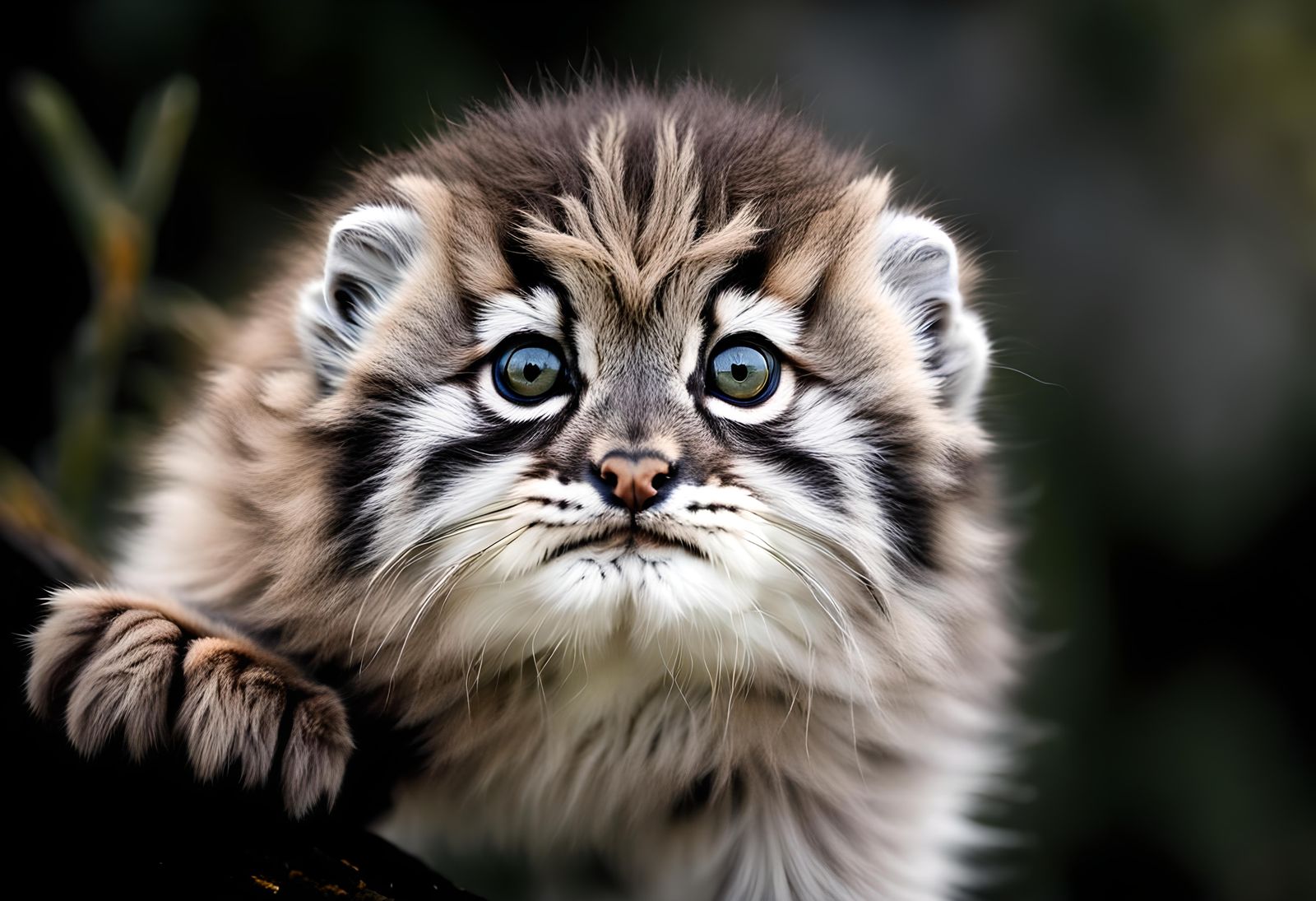 Adorable Pallas's Cat Kitten Portrait