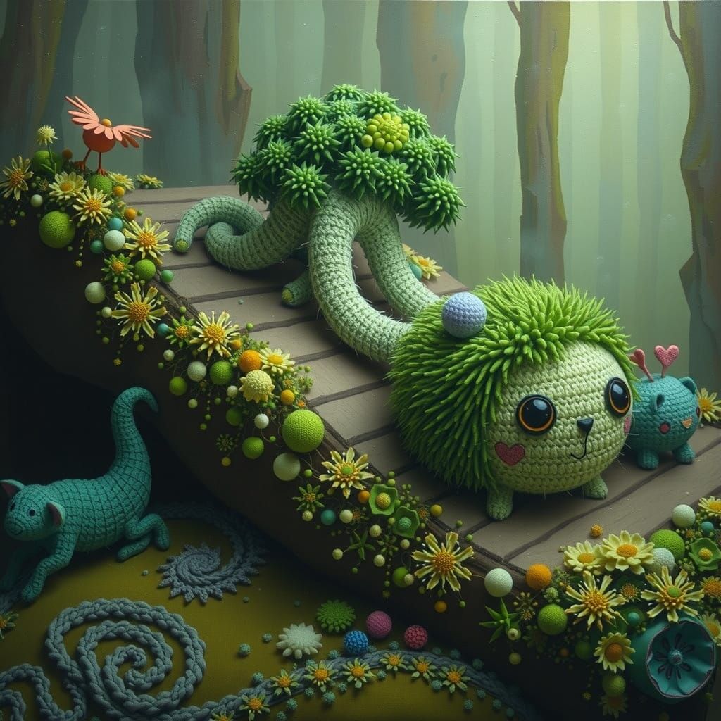 Colorful Pom-Poms in a Playful Folk-Art Style