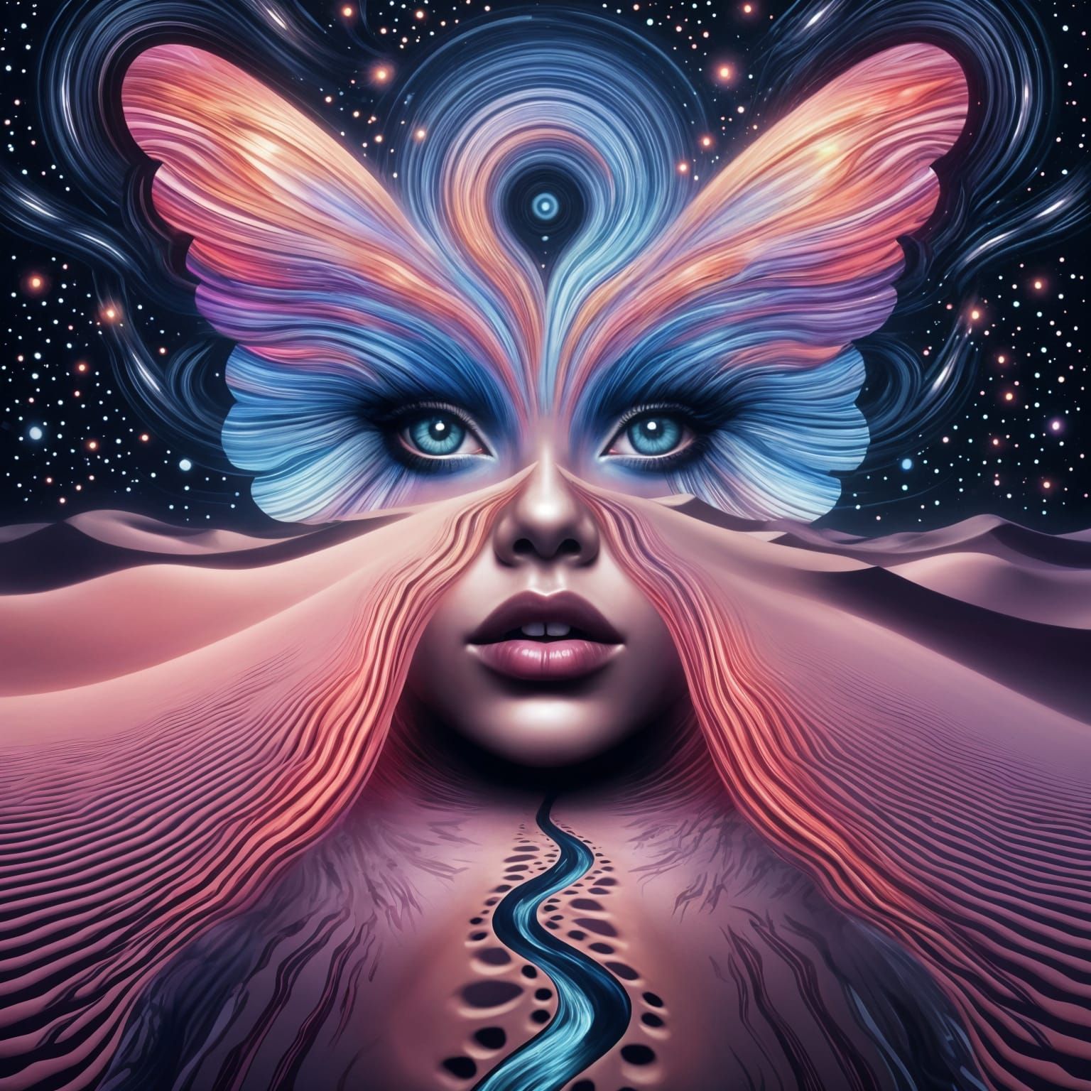 Cosmic Eyes Dance Across Starry Dunes