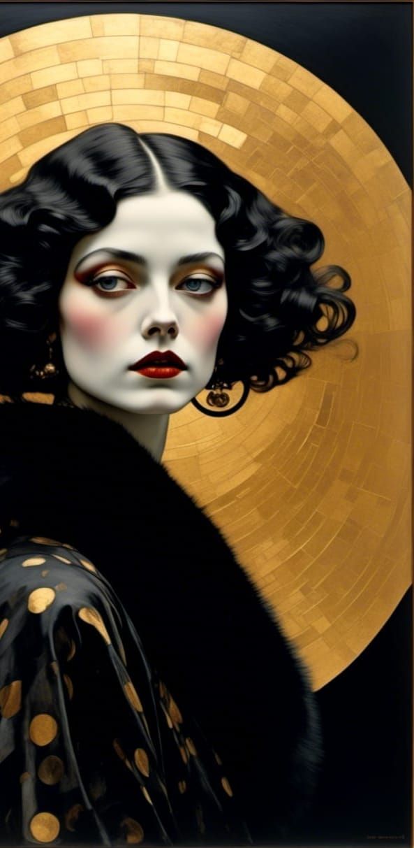 Gothic Jazz Age Woman in Psychedelic Autochrome Style