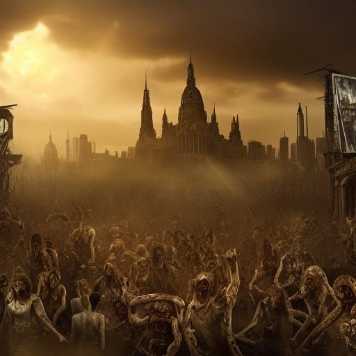 Dramatic Zombie Apocalypse Digital Matte Painting