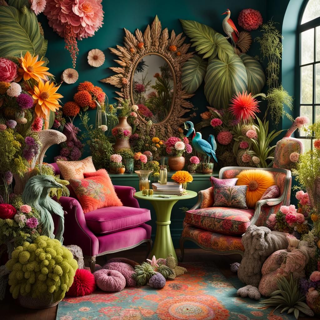 Maximalist Garden Oasis: A Riot of Colors
