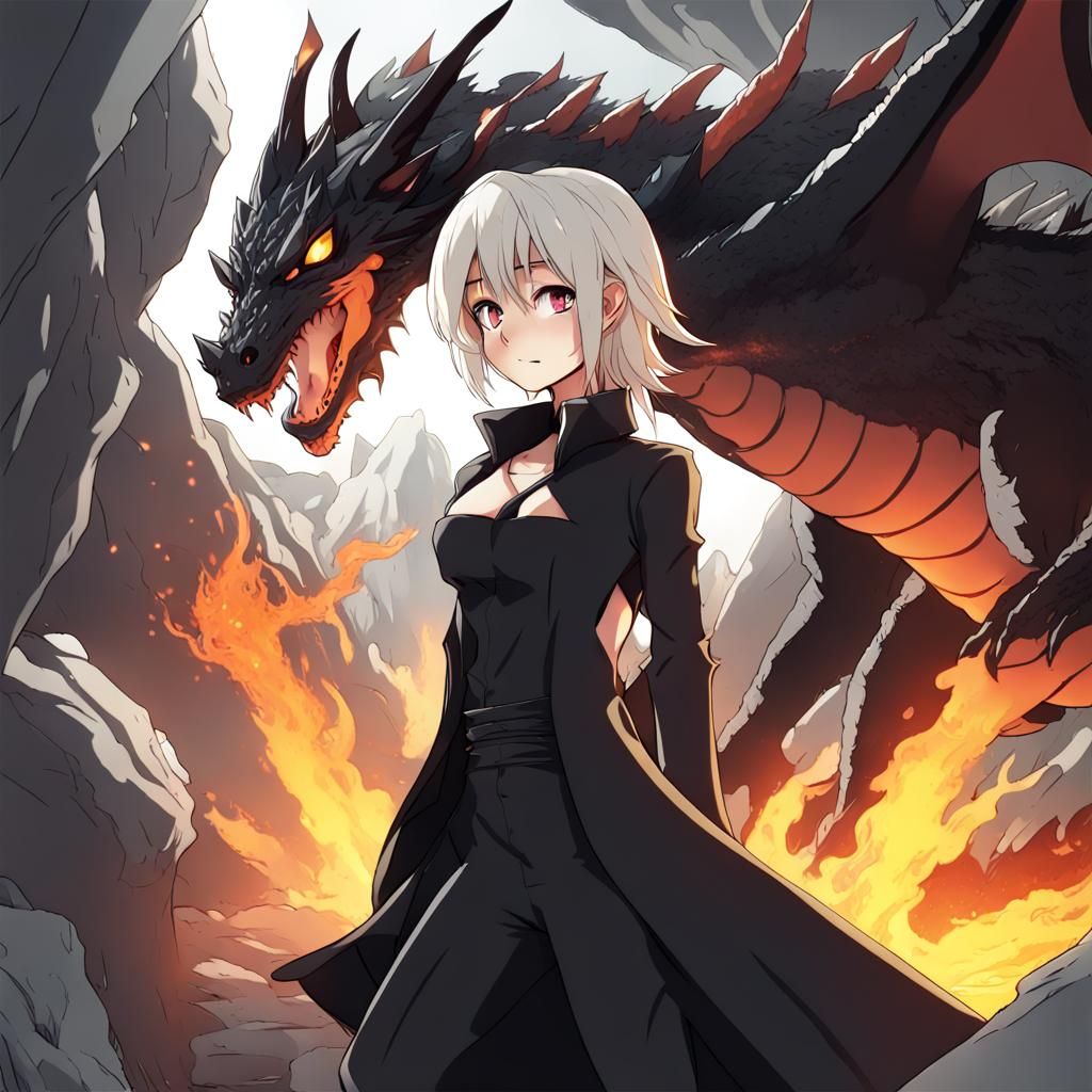 Human-Dragon Hybrid in Anime Art Style