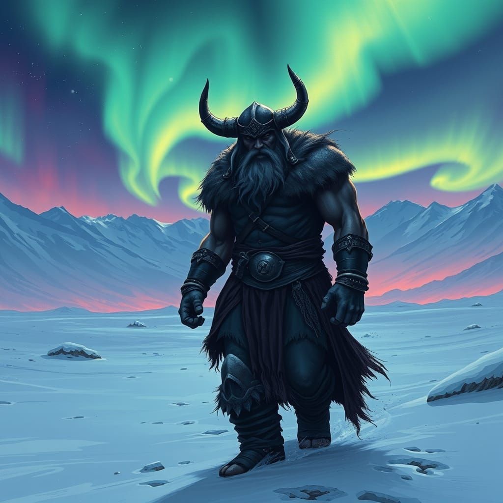 Muscular Shadow Figure Walks Under Northern Lights in Canadi...