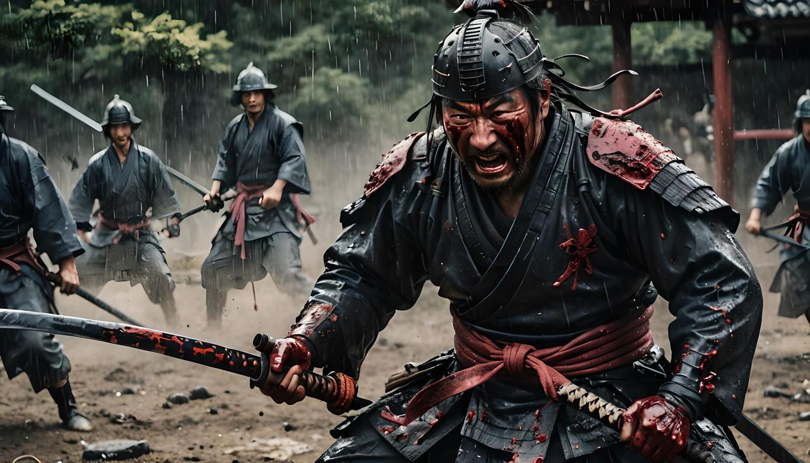 Bloody Ronin Face in Chushingura Battle