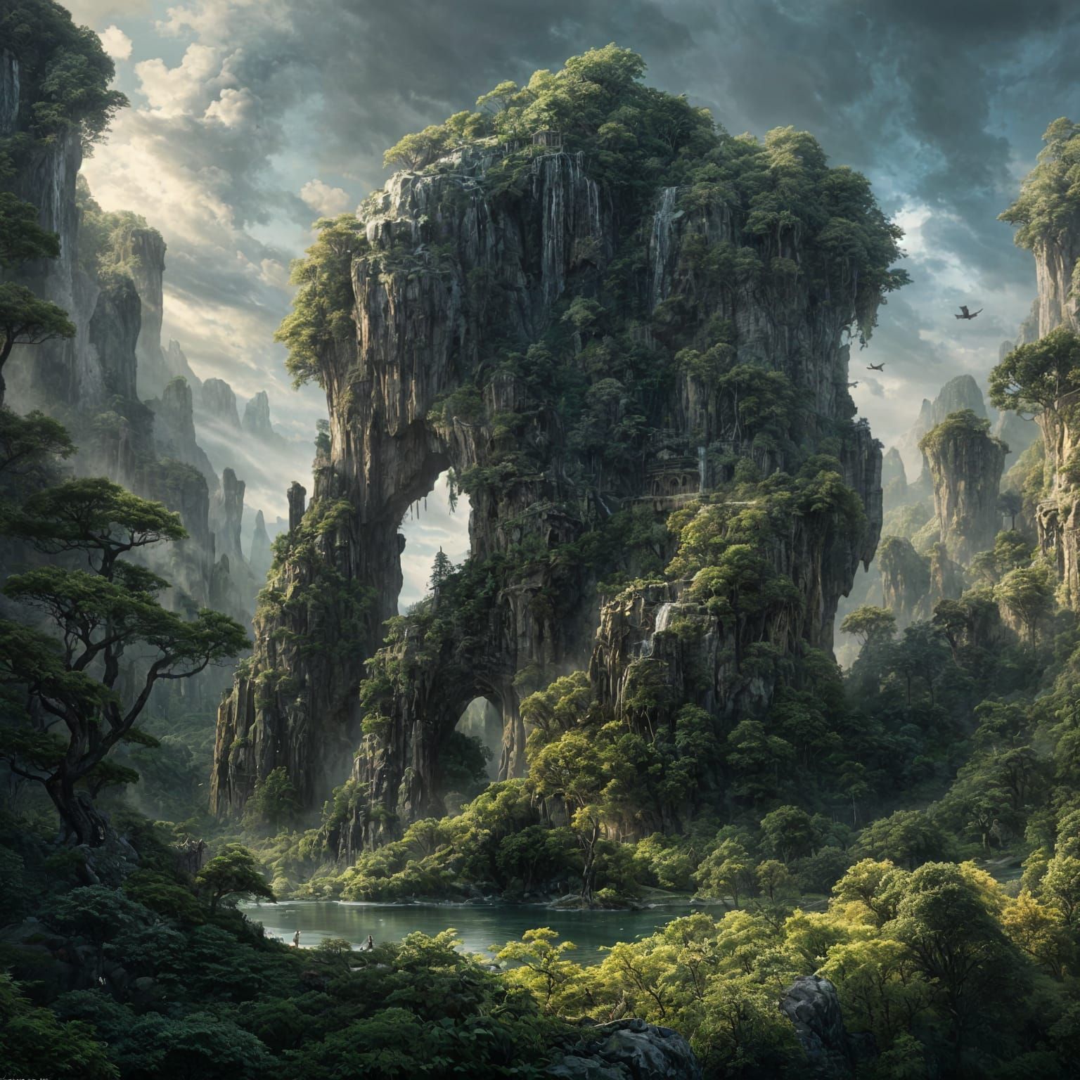 Colossal Stone Golem in Bioluminescent Valley