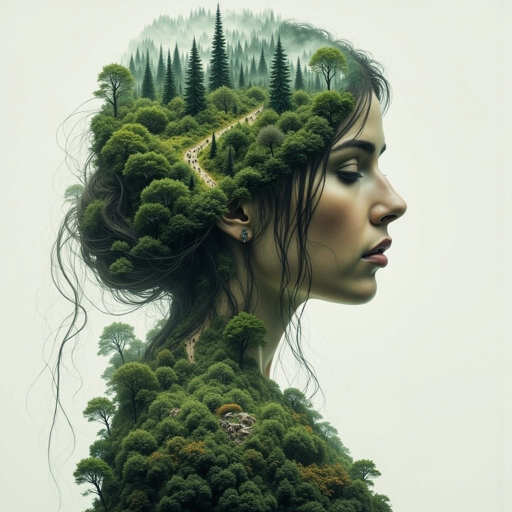 Forest Princess with Double Exposure Hair
