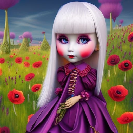 Gothic Cabbage Patch Doll in Poppy Field