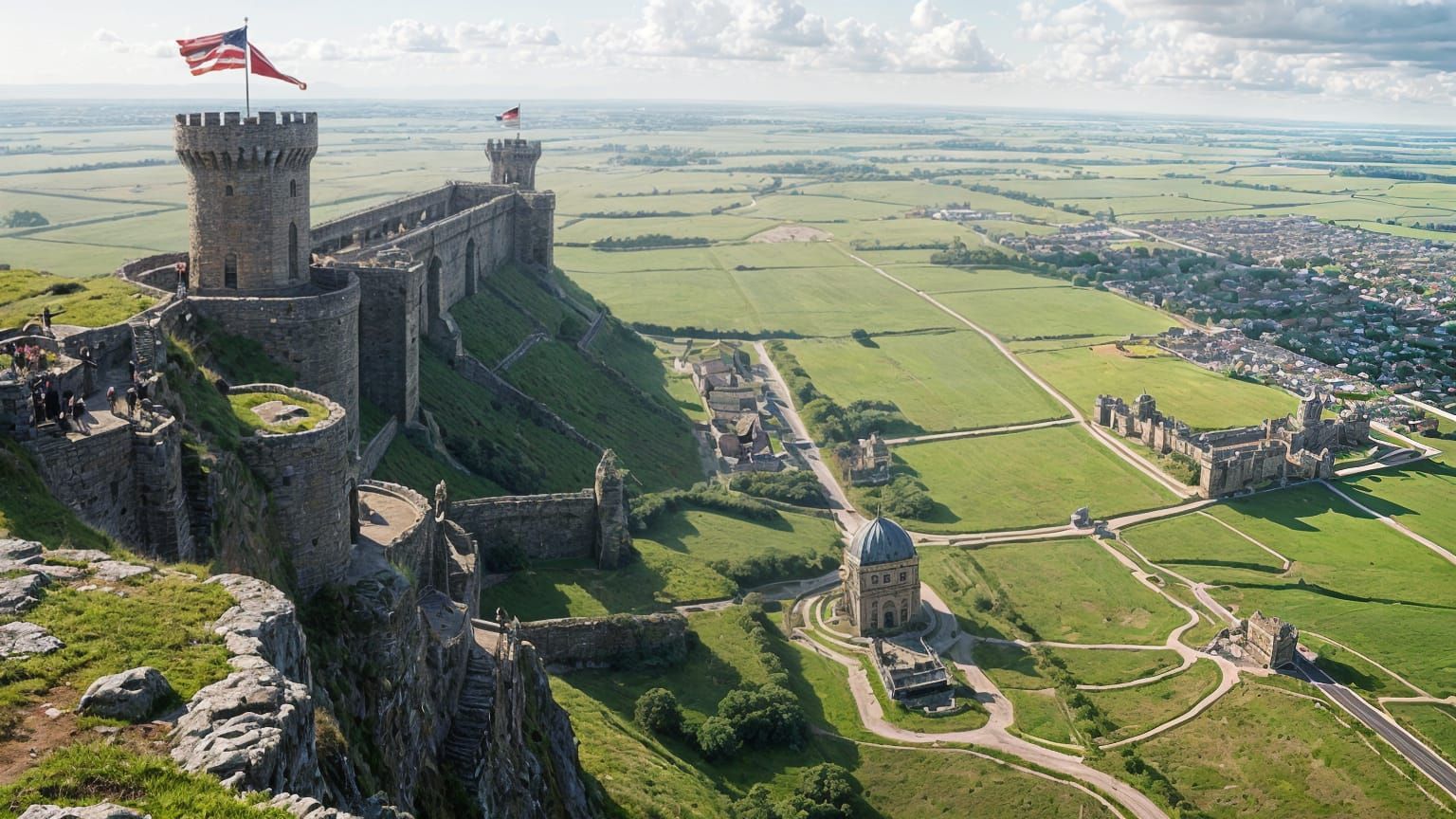 Medieval Fortress Under Siege in a Vast Grassy Plain