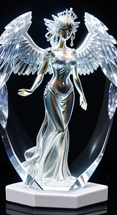Clear crystal Sculpture of a beautiful angel, clear crystal ...