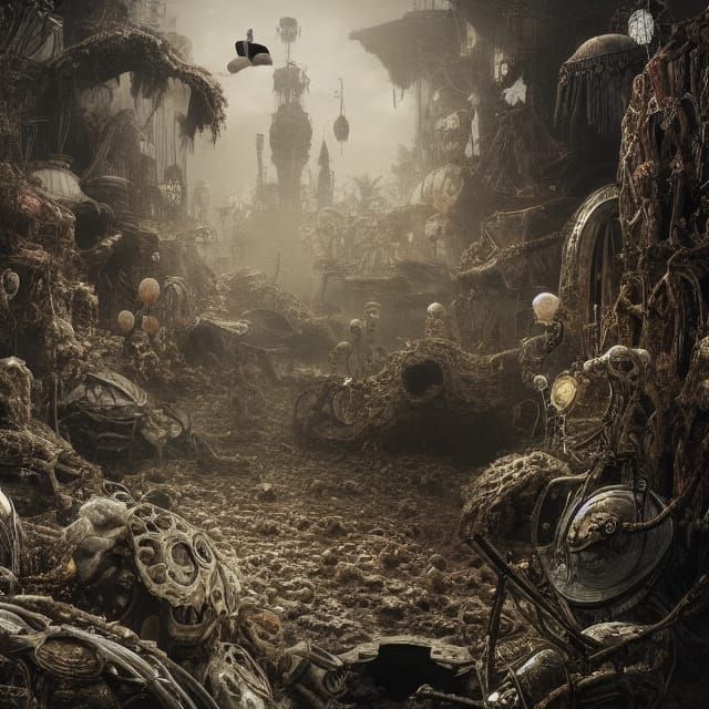 Surreal Circus Escape in Digital Matte Painting Style