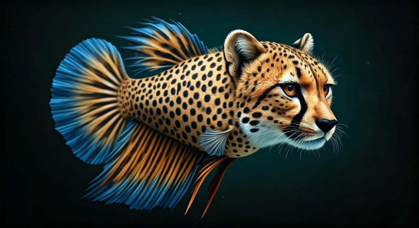 Cheetah Betta Fish Hybrid: Detailed Zoological Painting