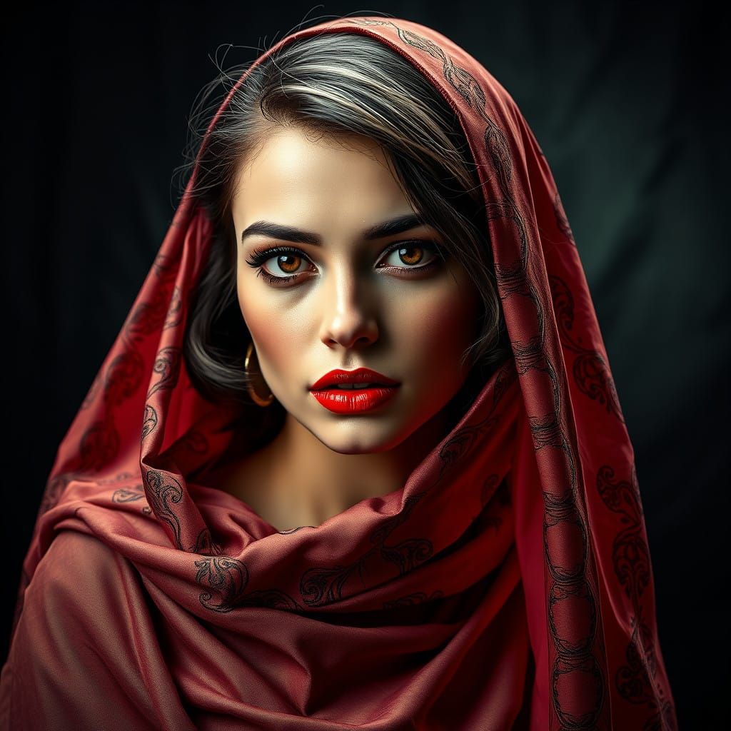 Glamorous Actress in Art Nouveau Style High-Fashion Portrait