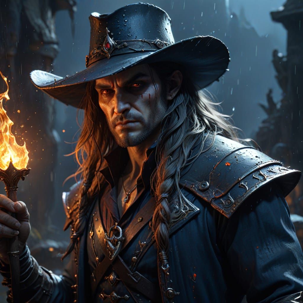 Vampire Hunter in Dark Fantasy Attire