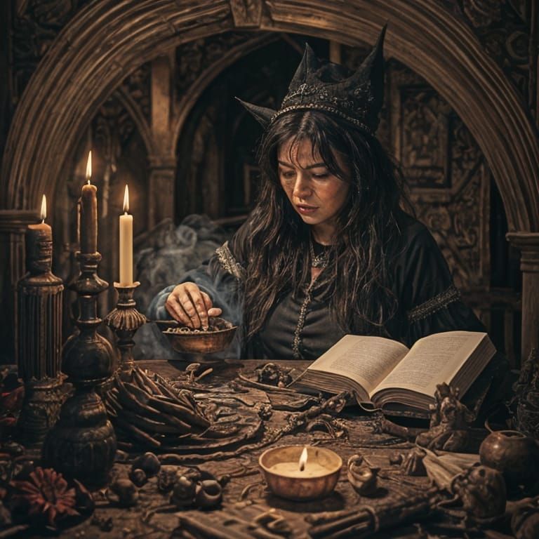 Witch Performing Magic Rituals in Lora Style