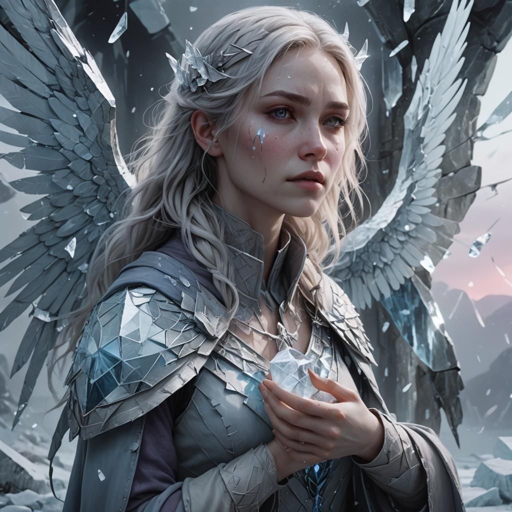Icy Woman with Wings in Fantasy Art