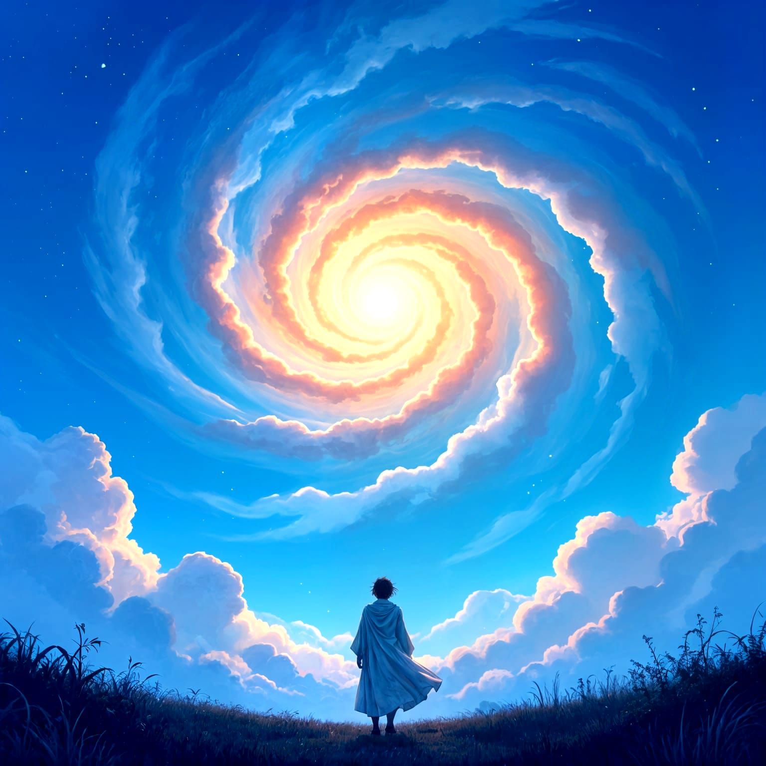 Ethereal Galaxy Landscape Inspired by Studio Ghibli