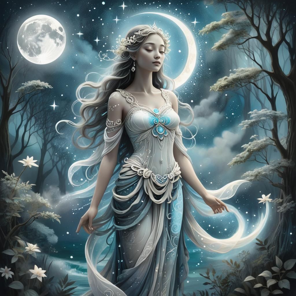 Ethereal Goddess of Nature in Fantasy Landscape