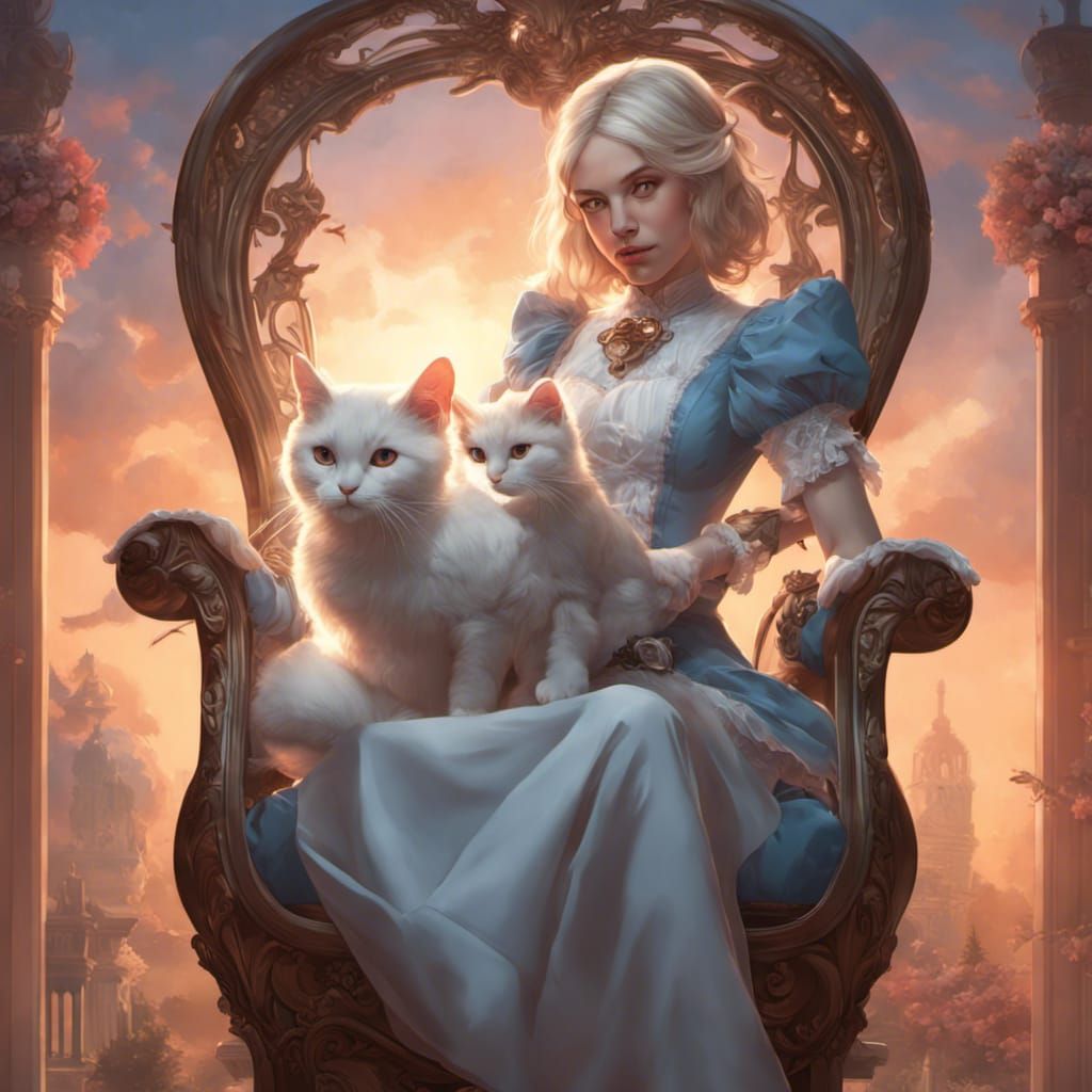 Alice in Dystopian Wonderland with White Cat