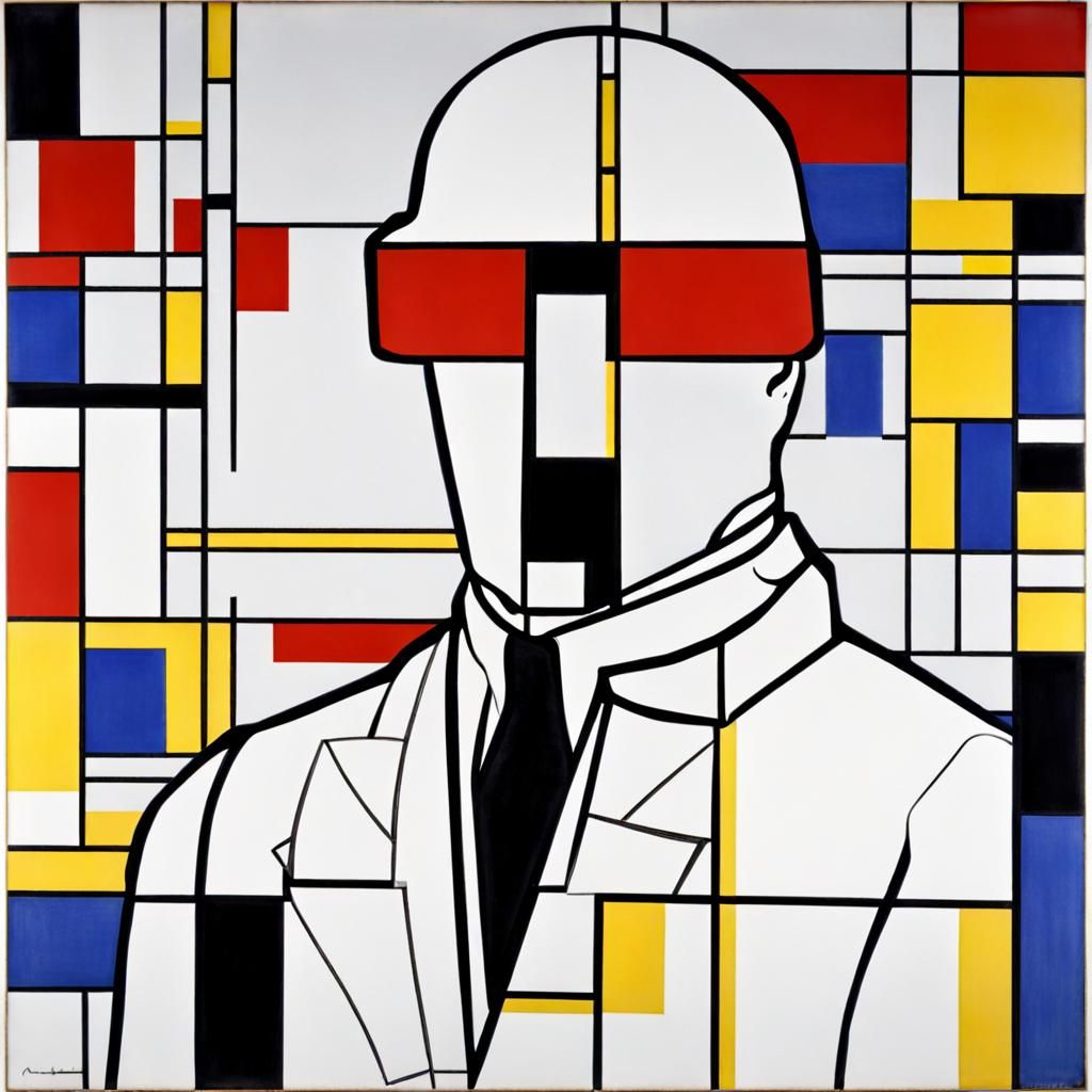 Abstract Portrait in Mondrian Style