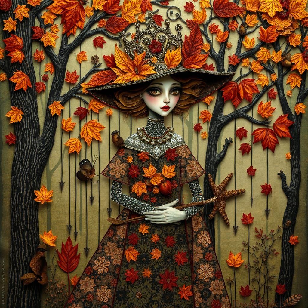 Autumn Queen: Art Deco Paper Collage