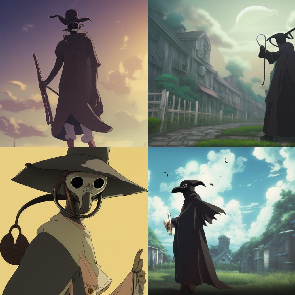 Plague Doctor in Studio Ghibli Anime Style
