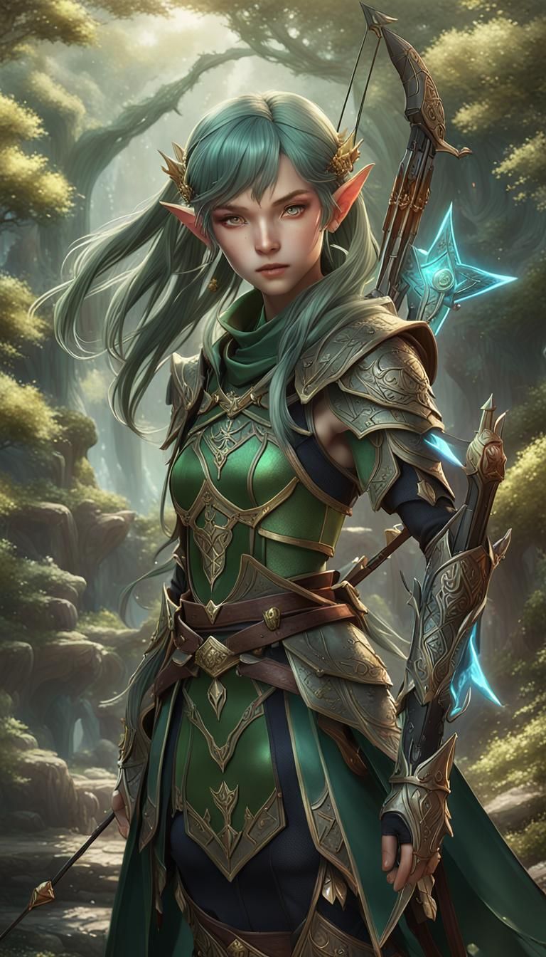 Epic Elf Archer in a Photorealistic Digital Painting