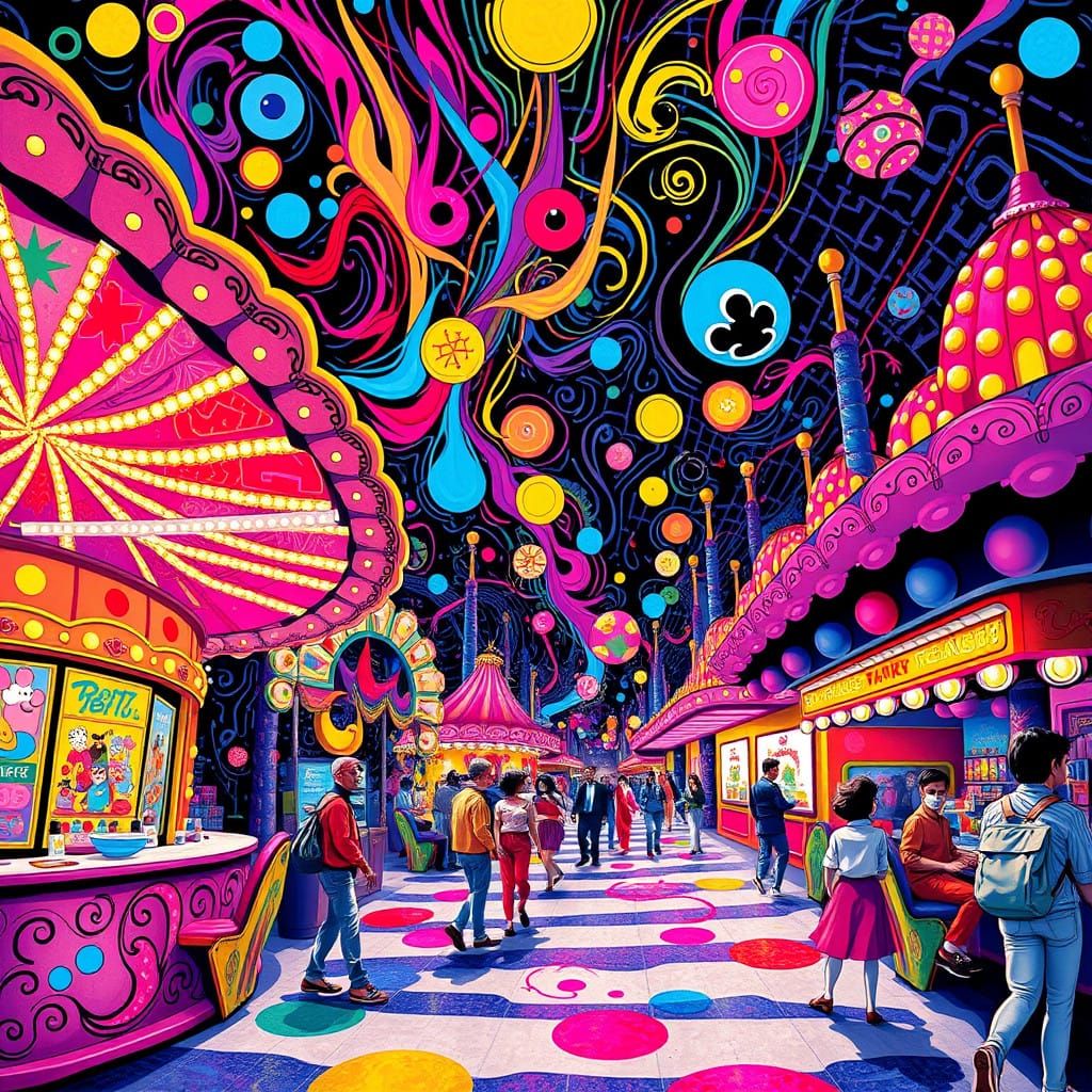 Colorful Carnival Scene in Vibrant Pop Art Style