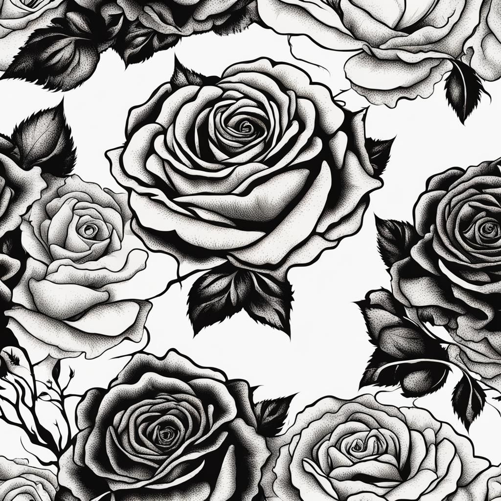 Black and White Rose Texture Heart for Laser Cut