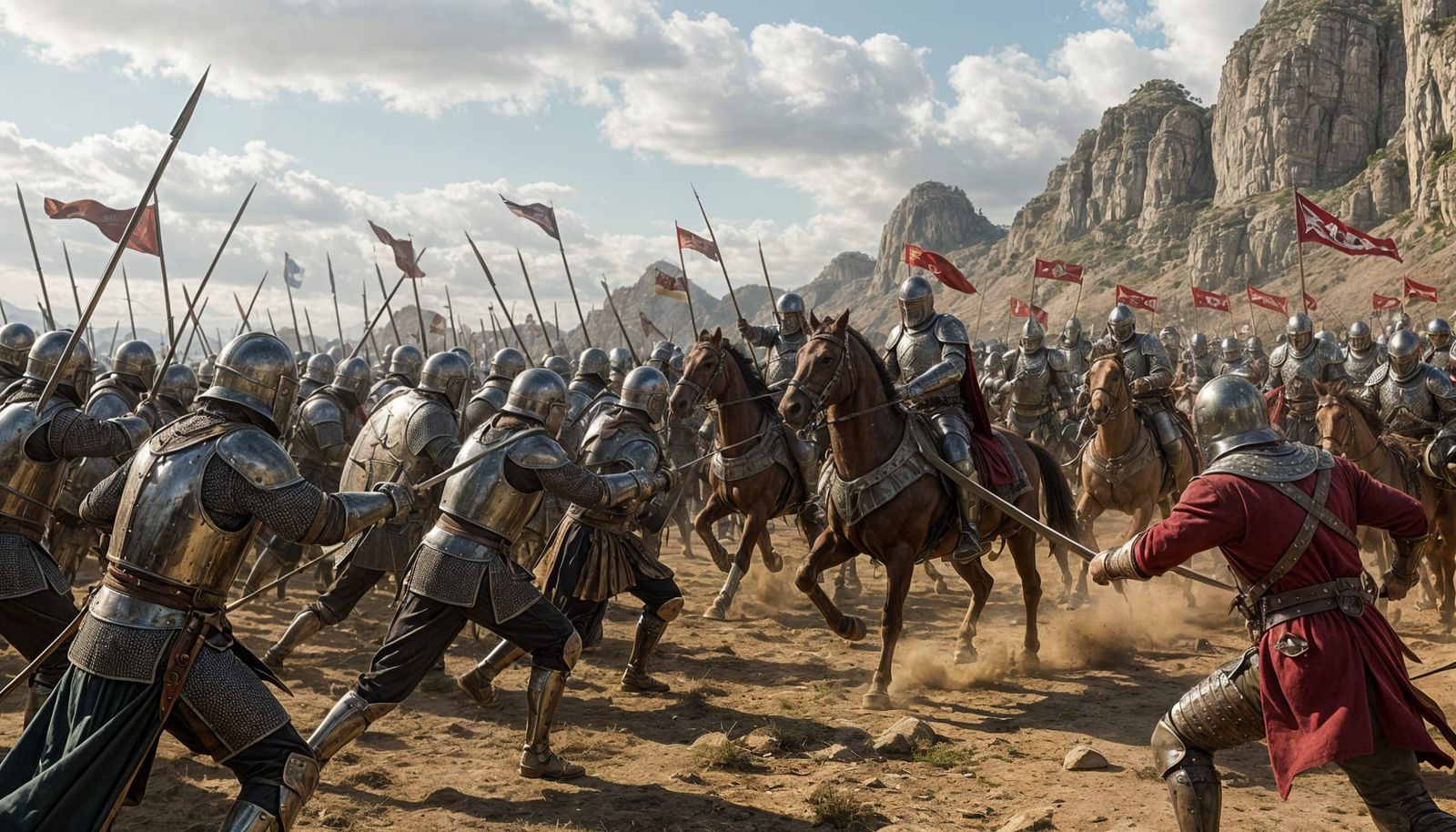 Medieval Knights in Epic Battle Scene